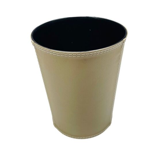 10/$25🦋 Emruss Tan Faux Leather Wastebasket - Picture 1 of 7